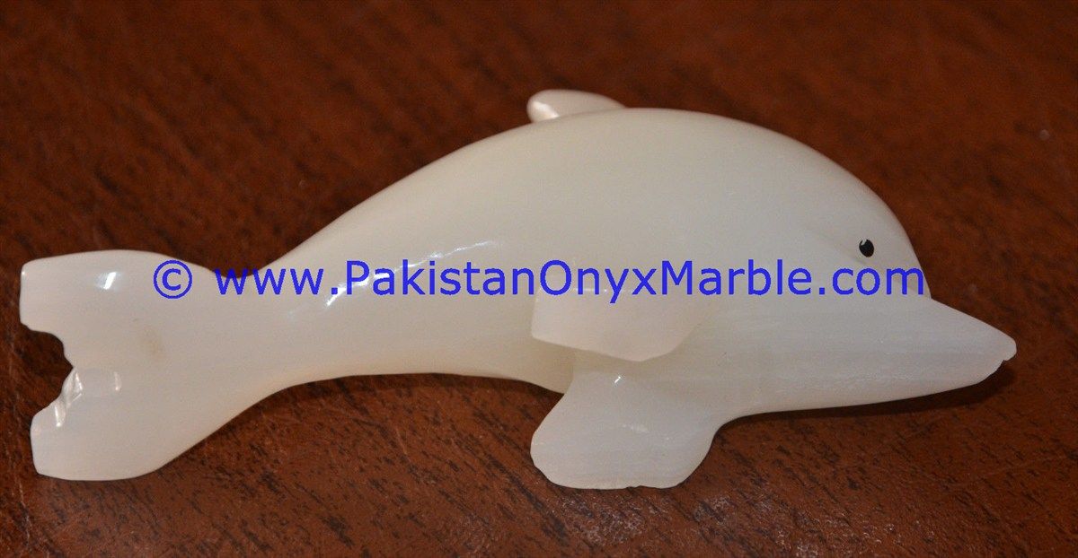  white Onyx Dolphins fish Handcarved statue sculpture figurine-09