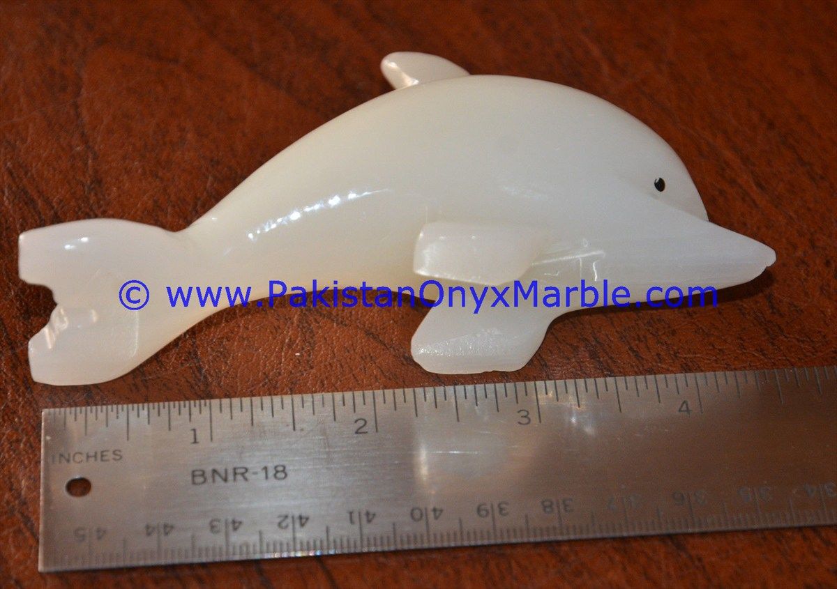  white Onyx Dolphins fish Handcarved statue sculpture figurine-10