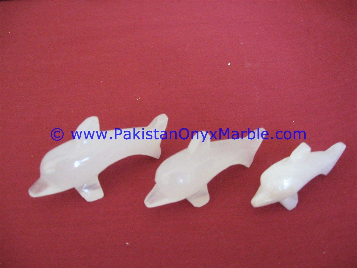 white Onyx Dolphins fish Handcarved statue sculpture figurine-11