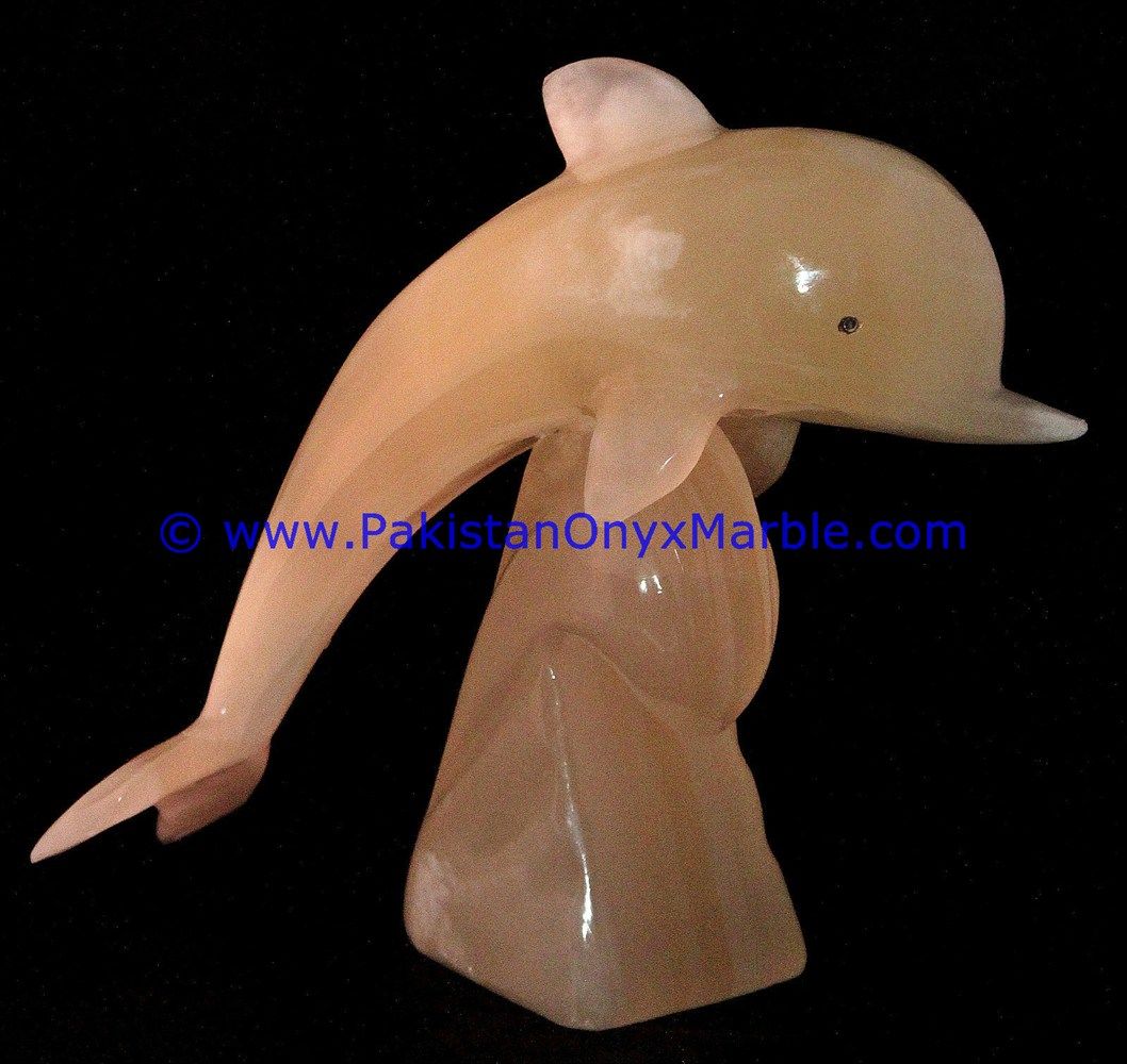  white Onyx Dolphins fish Handcarved statue sculpture figurine-13