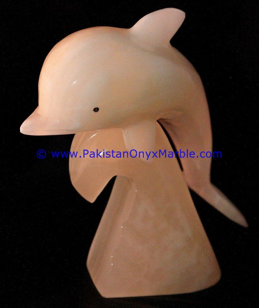  white Onyx Dolphins fish Handcarved statue sculpture figurine-15