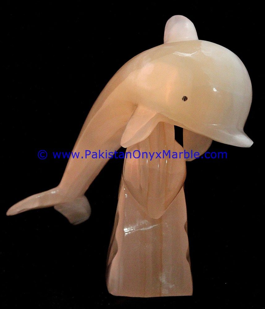  white Onyx Dolphins fish Handcarved statue sculpture figurine-17