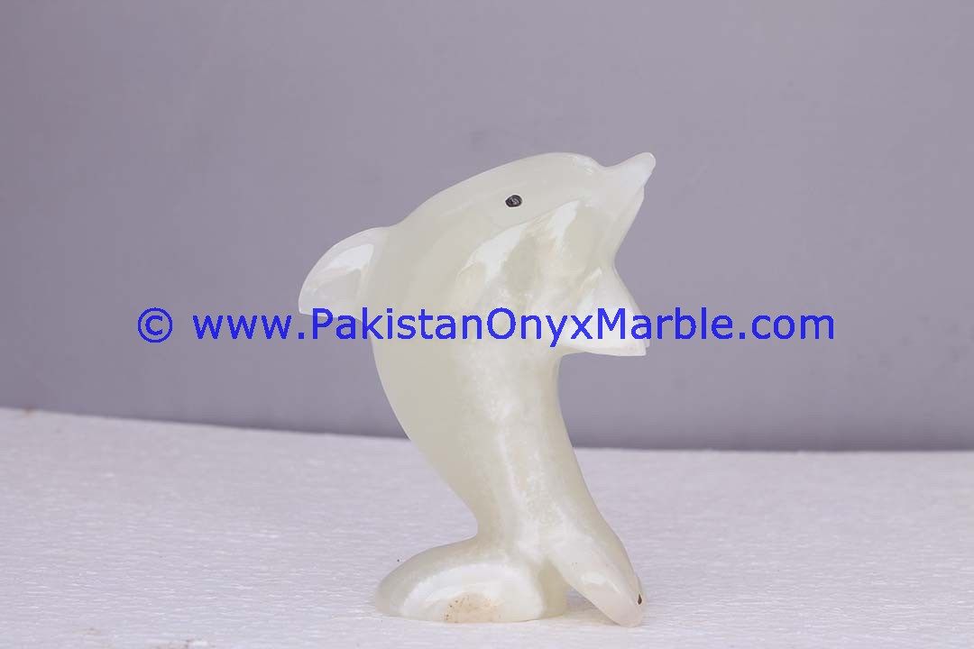  white Onyx Dolphins fish Handcarved statue sculpture figurine-19