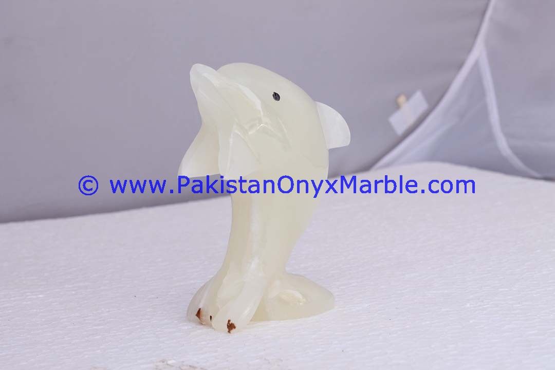  white Onyx Dolphins fish Handcarved statue sculpture figurine-21