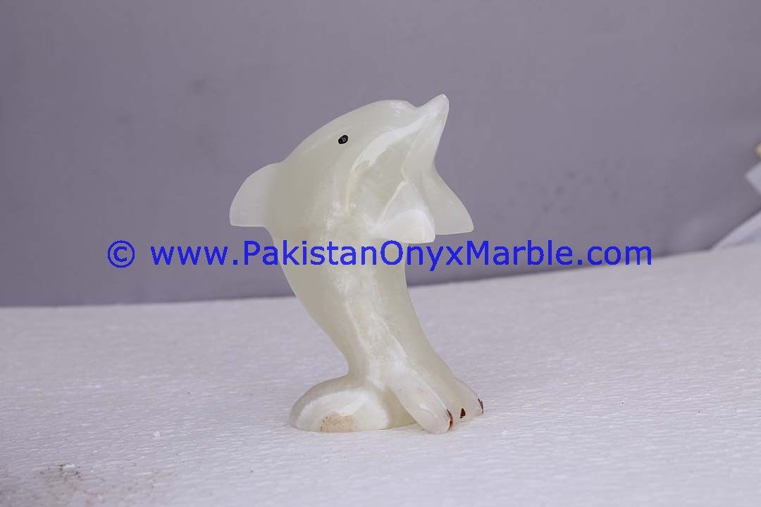  white Onyx Dolphins fish Handcarved statue sculpture figurine-22