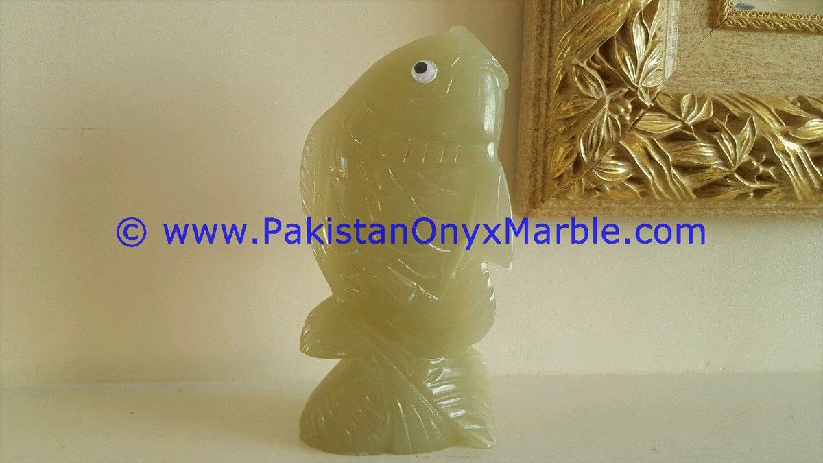  light green Onyx Fish Handcarved Statue Sculpture Figurine-15