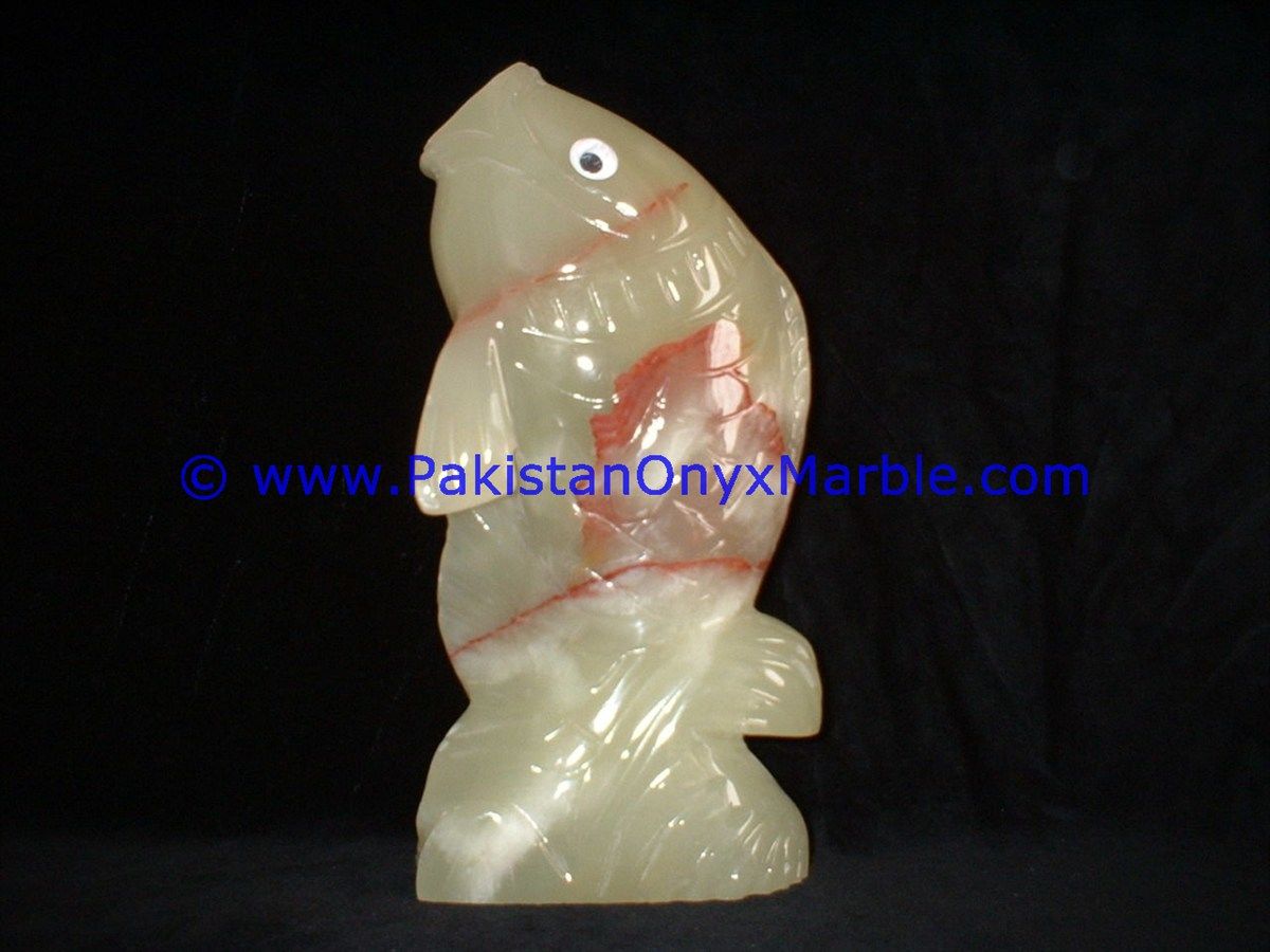  light green Onyx Fish Handcarved Statue Sculpture Figurine-17