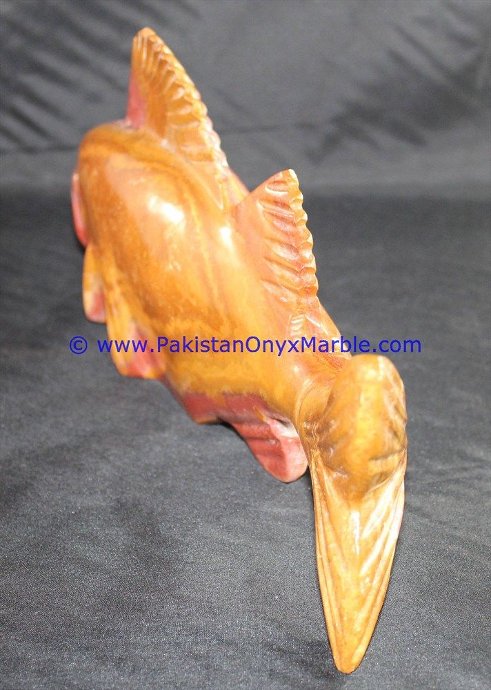  multi brown Onyx Fish Handcarved Statue Sculpture Figurine-17