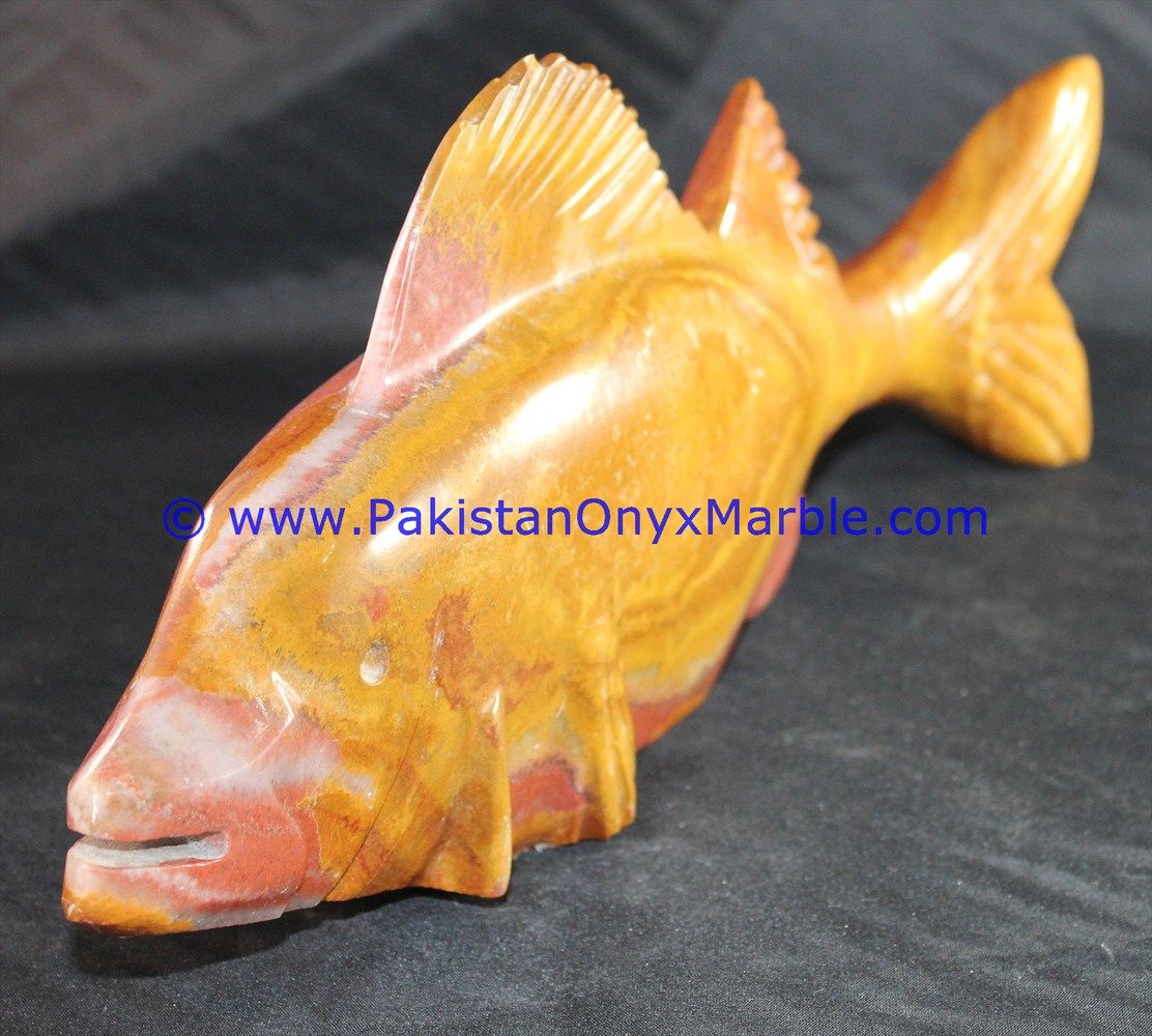  multi brown Onyx Fish Handcarved Statue Sculpture Figurine-18