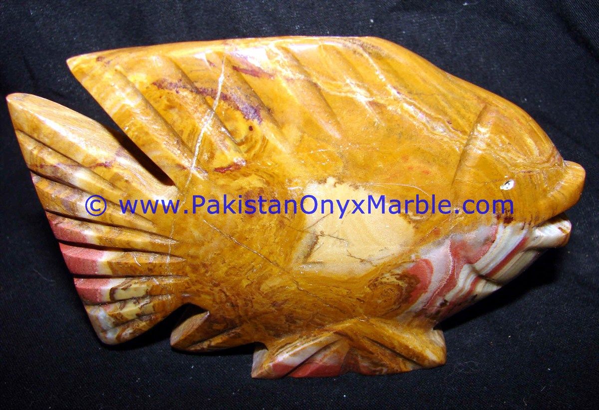  multi brown Onyx Fish Handcarved Statue Sculpture Figurine-20