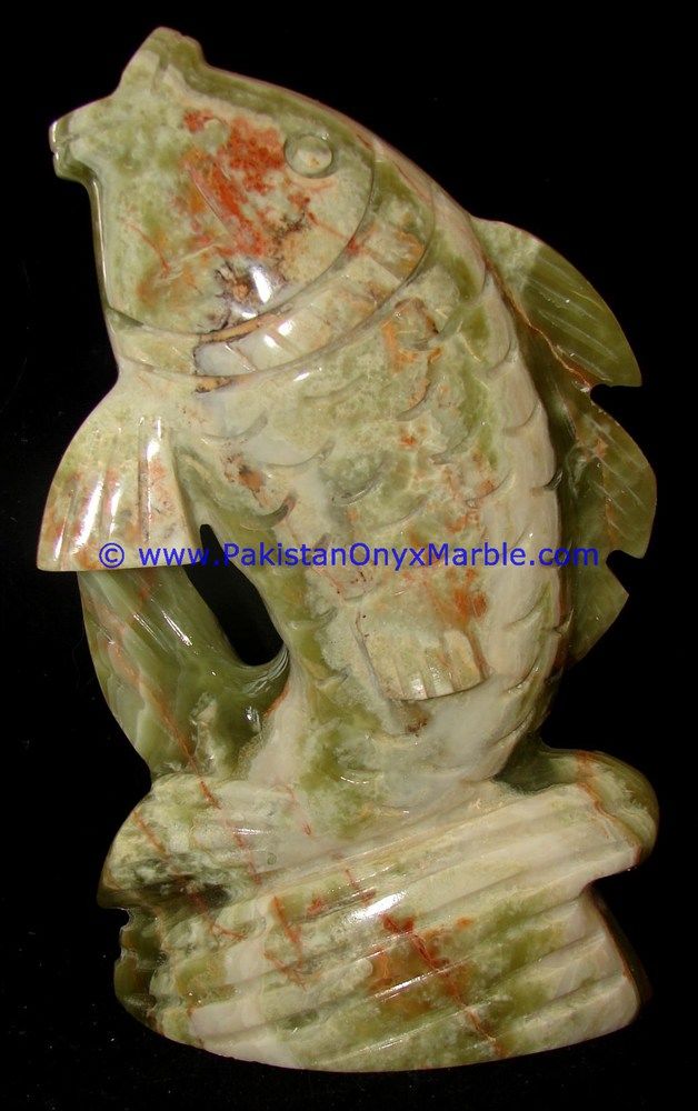  multi green Onyx Fish Handcarved Statue Sculpture Figurine-09
