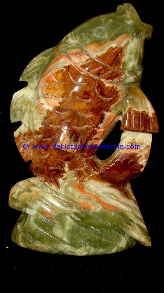  multi green Onyx Fish Handcarved Statue Sculpture Figurine-10