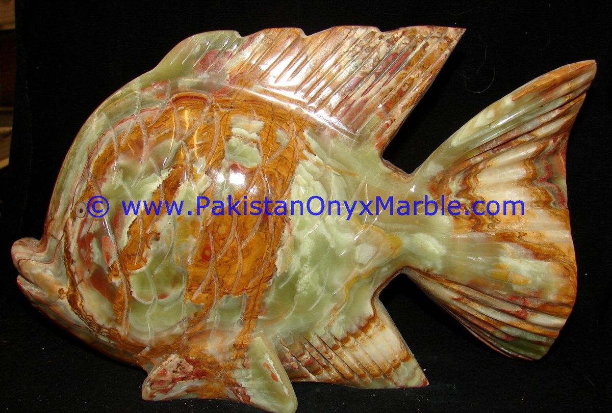  multi green Onyx Fish Handcarved Statue Sculpture Figurine-11