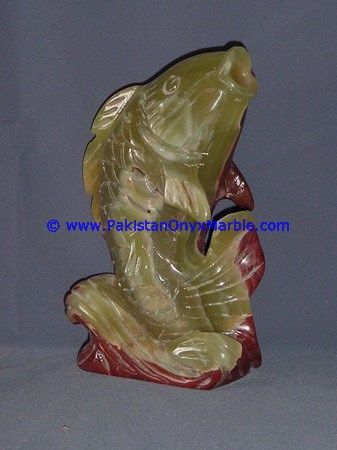  multi green Onyx Fish Handcarved Statue Sculpture Figurine-24