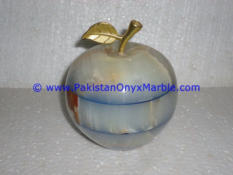 Colored Patchwork Tukri Onyx Apples with Brass Stem Leaf handcarved-02