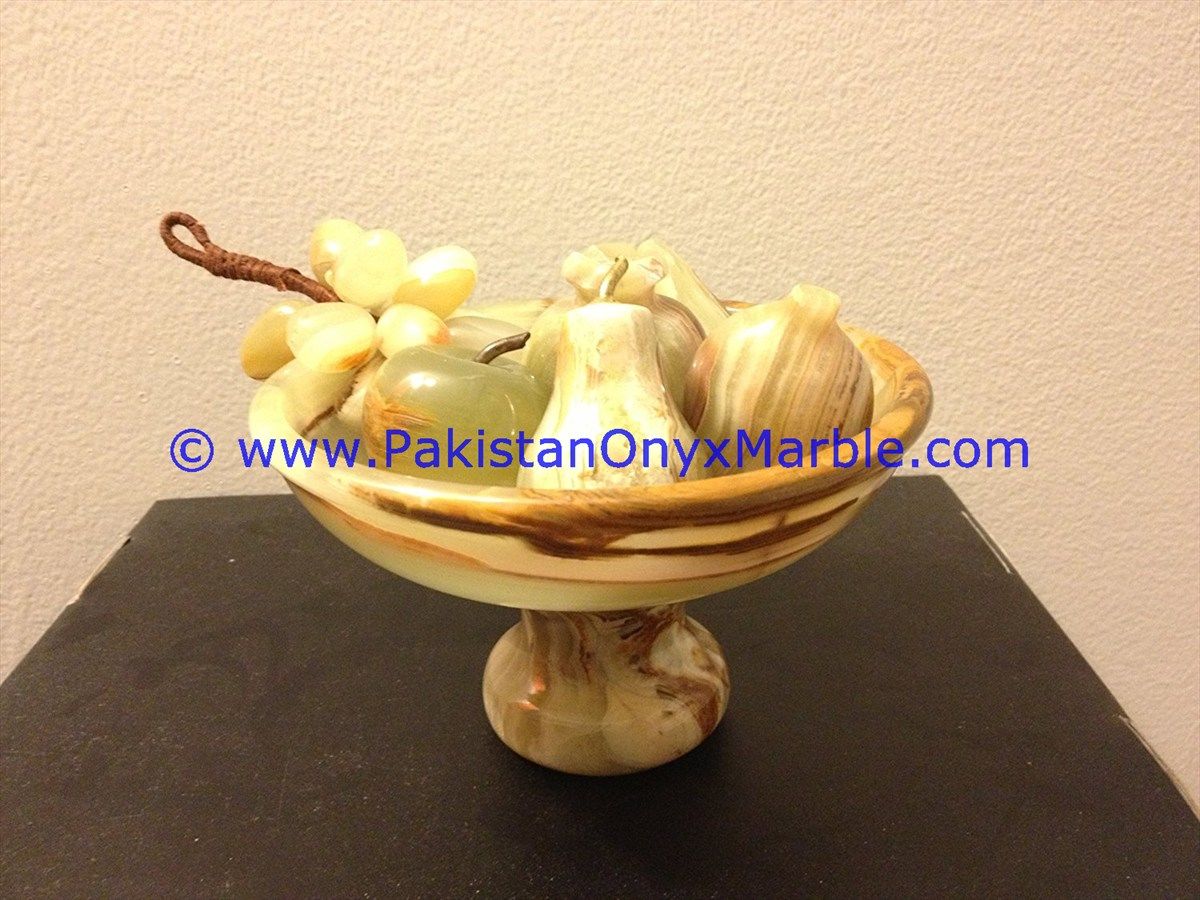 Onyx Pedestal fruits Bowls With Fruits Apple , Grapes, Pear , Banana-07