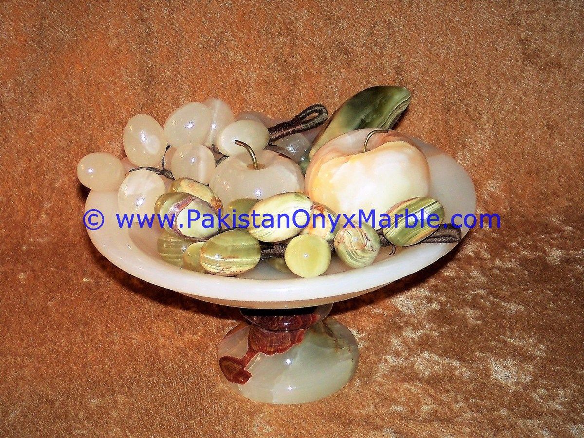 Onyx Pedestal fruits Bowls With Fruits Apple , Grapes, Pear , Banana-10