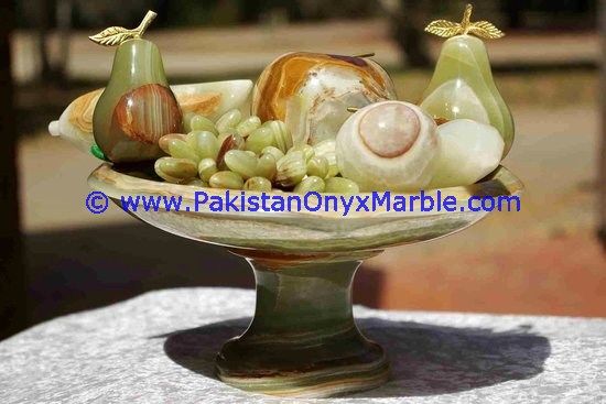 Onyx Pedestal fruits Bowls With Fruits Apple , Grapes, Pear , Banana-15