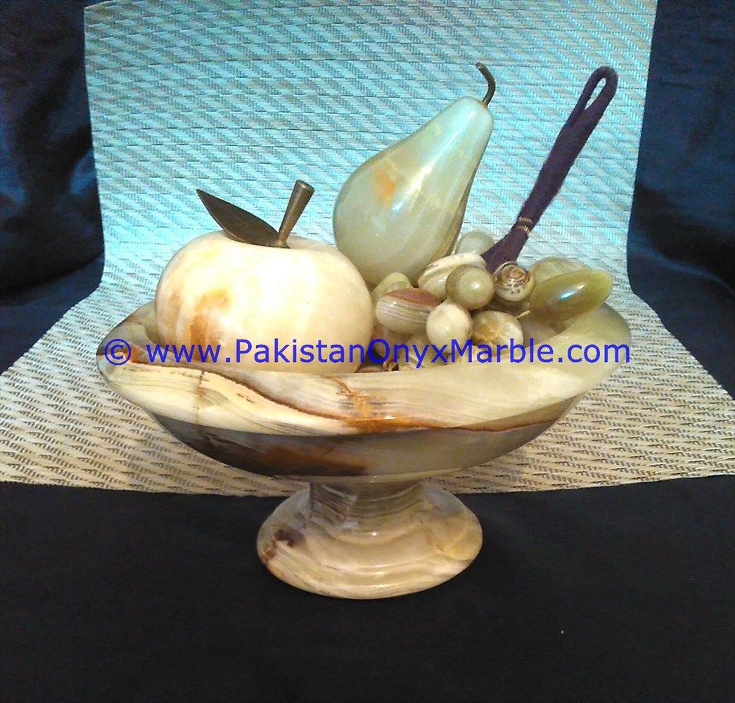 Onyx Pedestal fruits Bowls With Fruits Apple , Grapes, Pear , Banana-22