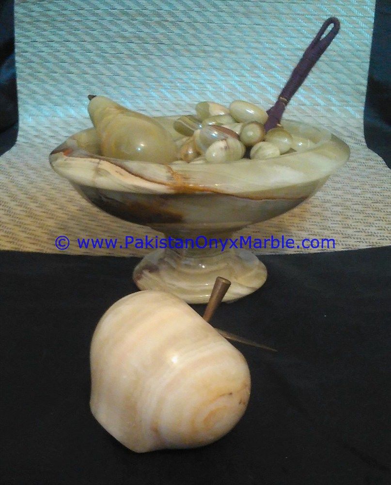 Onyx Pedestal fruits Bowls With Fruits Apple , Grapes, Pear , Banana-24