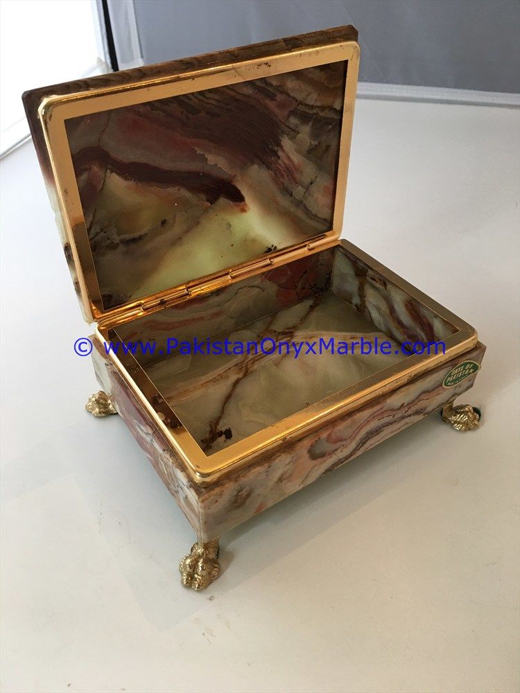 Multi Brown Onyx Rectangle Jewelry Box Trinket-13