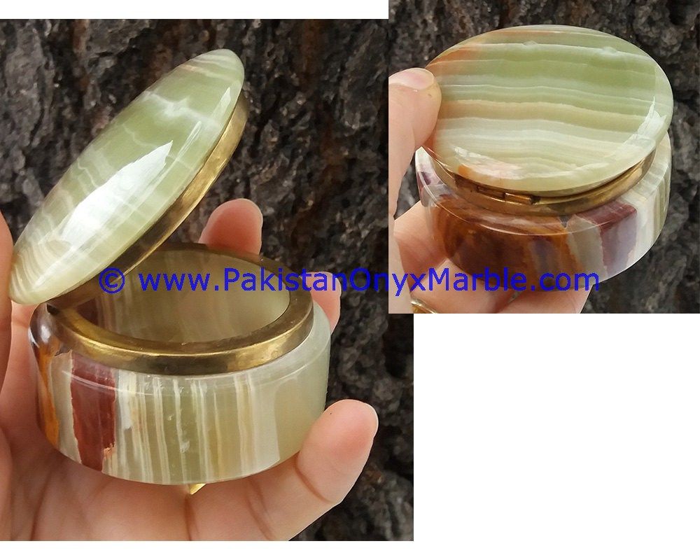 Light Green Onyx round Jewelry Box Trinket-07