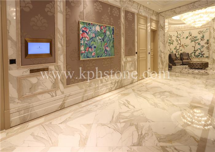 calacatta white marble use in hotel project