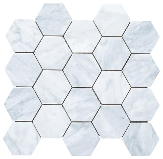 Carrara white hexagon matte