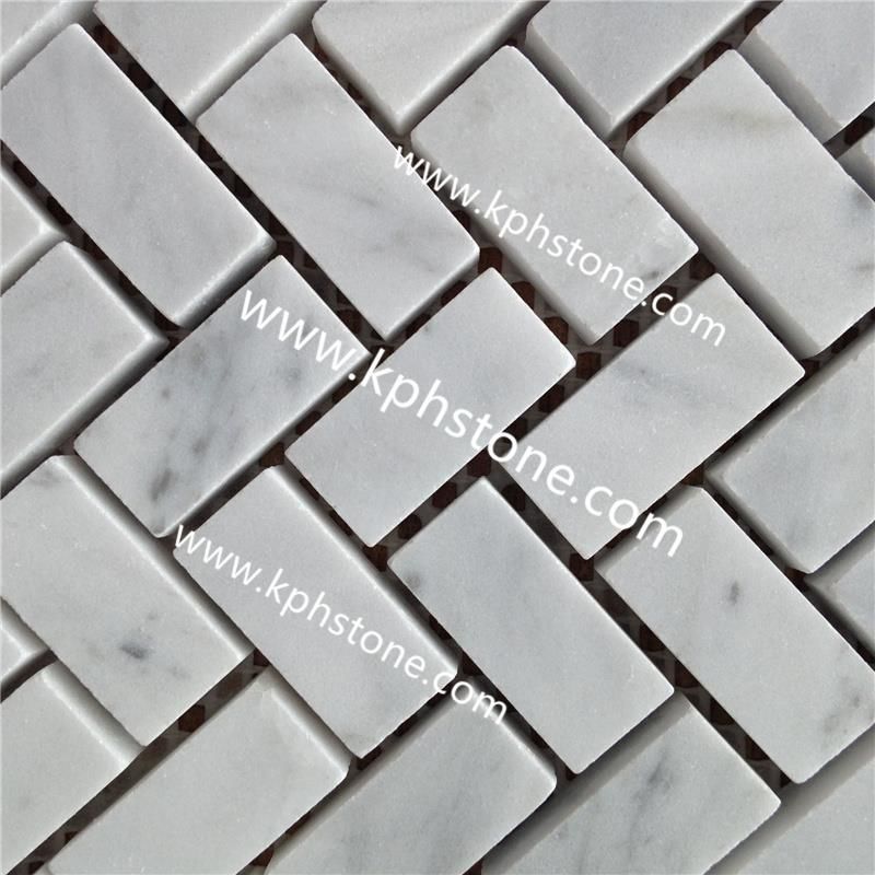 Carrara white Herringbone mosaic