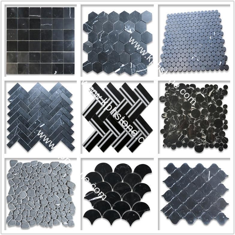 Nero Marquina Black Marble Mosaic tiles collection