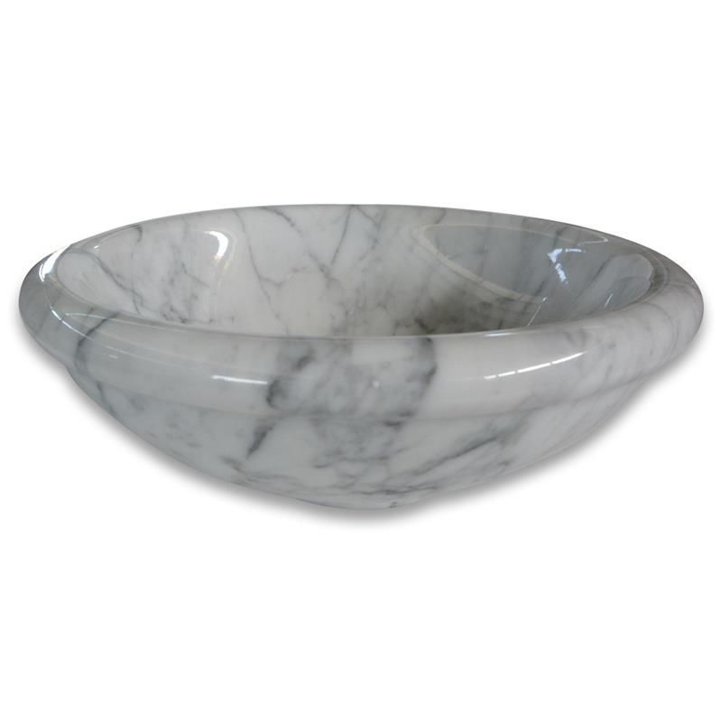 Carrara White Marble 17  Round Vessel Basin Sink Polished 4