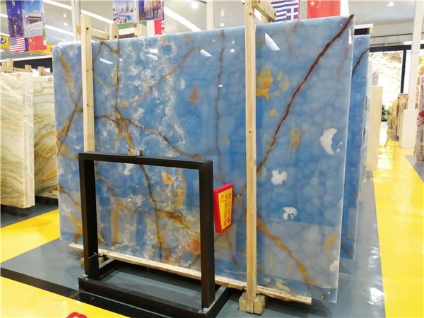Golden Blue Onyx Slabs Tiles
