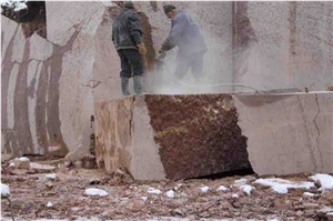 Rosso Karpato Marble new Ukrainian material. Analog Rosso Verona. Quarry Blocks