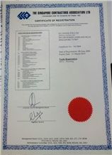 Singapore Contractors Association Certificate