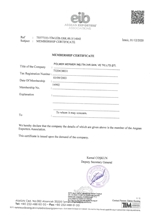 Certificate of Aegean Exporters Associations