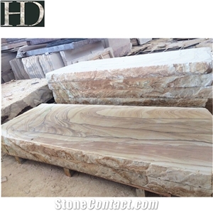 Natural Yellow Wooden Sandstone Tiles & Slabs for Wall Clad