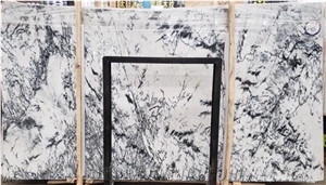 Swiss White Marble with black grains flooring slab tiles