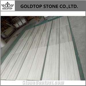 White Wooden Natural Marble Panel Floor Tile Stone