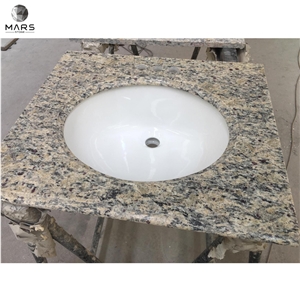 Granite Vanity Top with Oval Ceramic Sink Santa Gold Granite