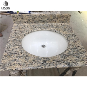Granite Vanity Top with Oval Ceramic Sink Santa Gold Granite