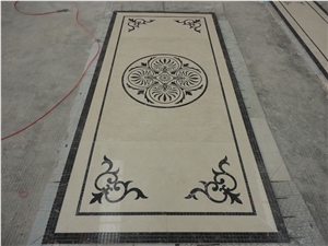 crema marfil rectangular floor waterjet black gold carpet 