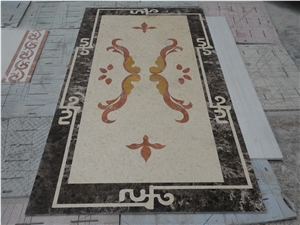 crema marfil rectangular floor waterjet black gold carpet 
