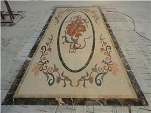 crema marfil waterjet floor medallion nero portoro carpet