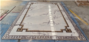 marble waterjet carpet floor medallion light emperador 