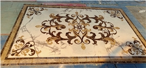 milas lilac floor rosettes waterjet medallion marble carpet 