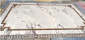 square milas new york white marble floor waterjet medallion 