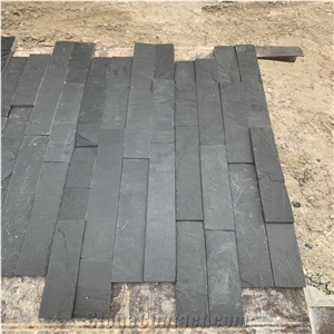 Black Slate Wall Cladding Panel Veneer Tiles Stack Stone 