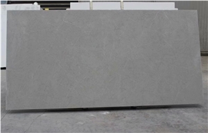Artificial Engineered Pure Grey marble Quartz Slab Tile