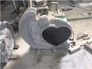 China Black Granite Headstone with Angel Heart