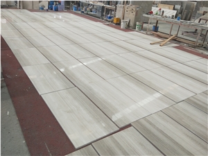 Dry lay Chinese white wood vein marble tiles for floor wall 